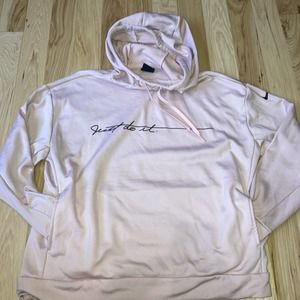 blush pink nike just do it women Cowl Neck hoodie size MEDIUM
